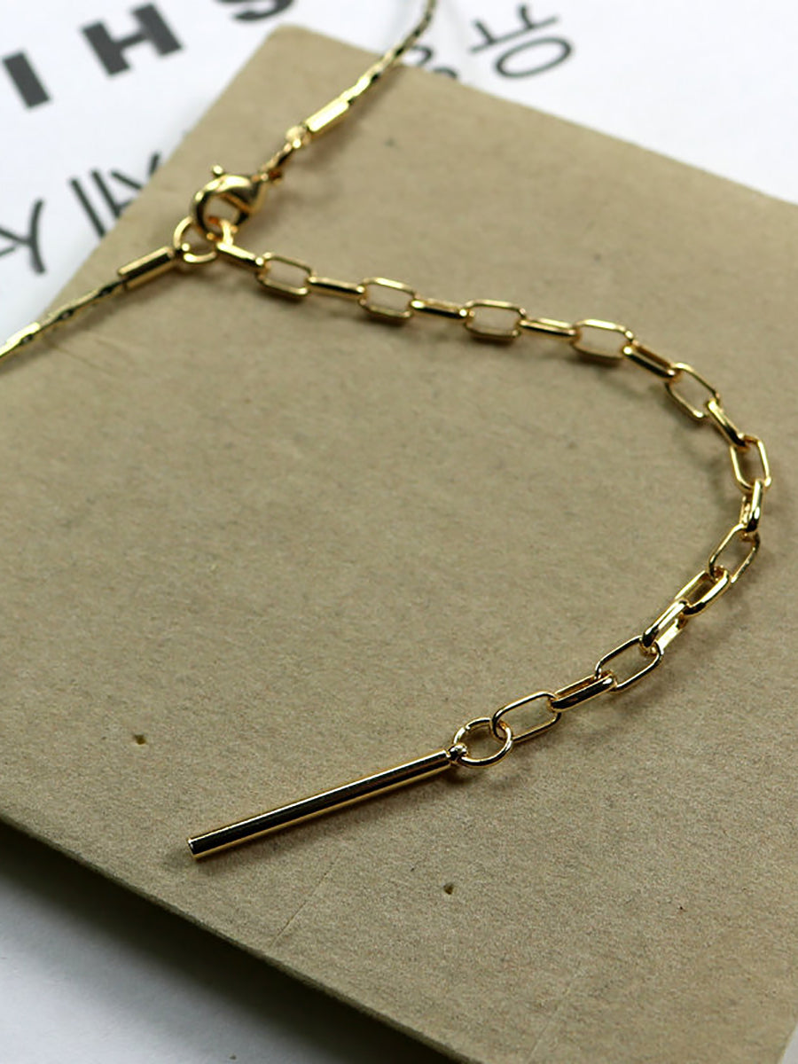 Women Vintage Alloy Wood Line Ball Necklace