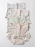4 Pieces Women Artsy Floral High Waist Underwear