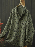 Plus Size Women Autumn Dot 100%Cotton Shirt