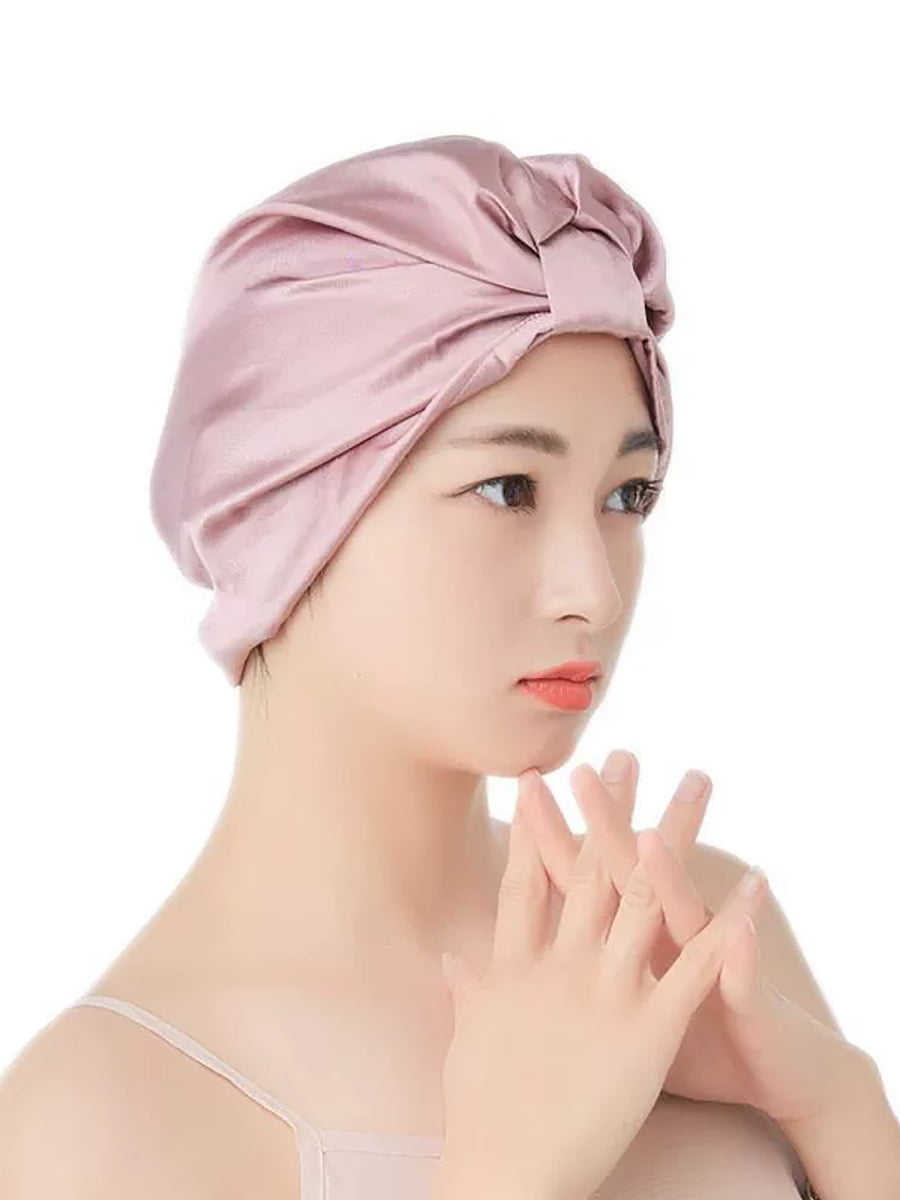Women Solid Silk Soft Nightcap