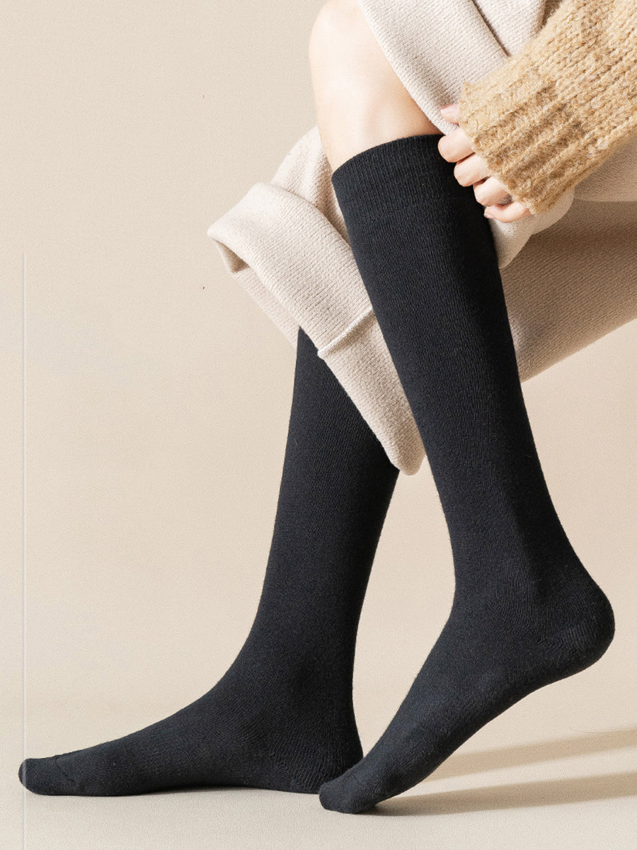 2 Pairs Women Artsy Pure Color Long Socks