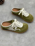 Women Summer Genuine Leather Spliced Slippers