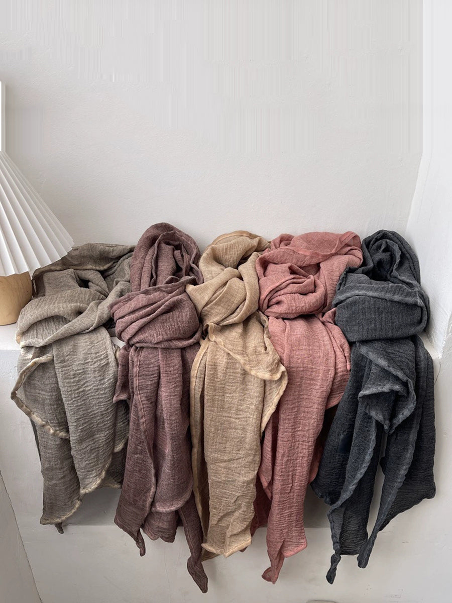 Women Spring Retro Pure Color Shawl Scarf