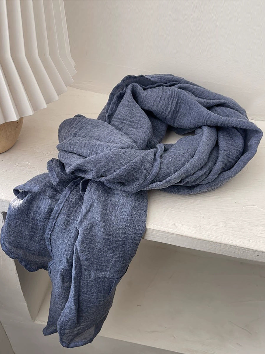 Women Spring Retro Pure Color Shawl Scarf