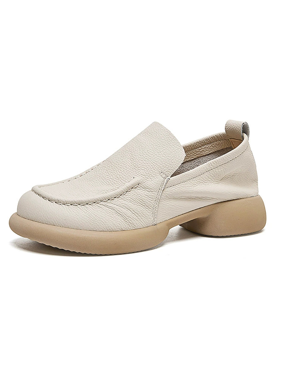Women Spring Genuine Leather Spliced Low Heel Shoes