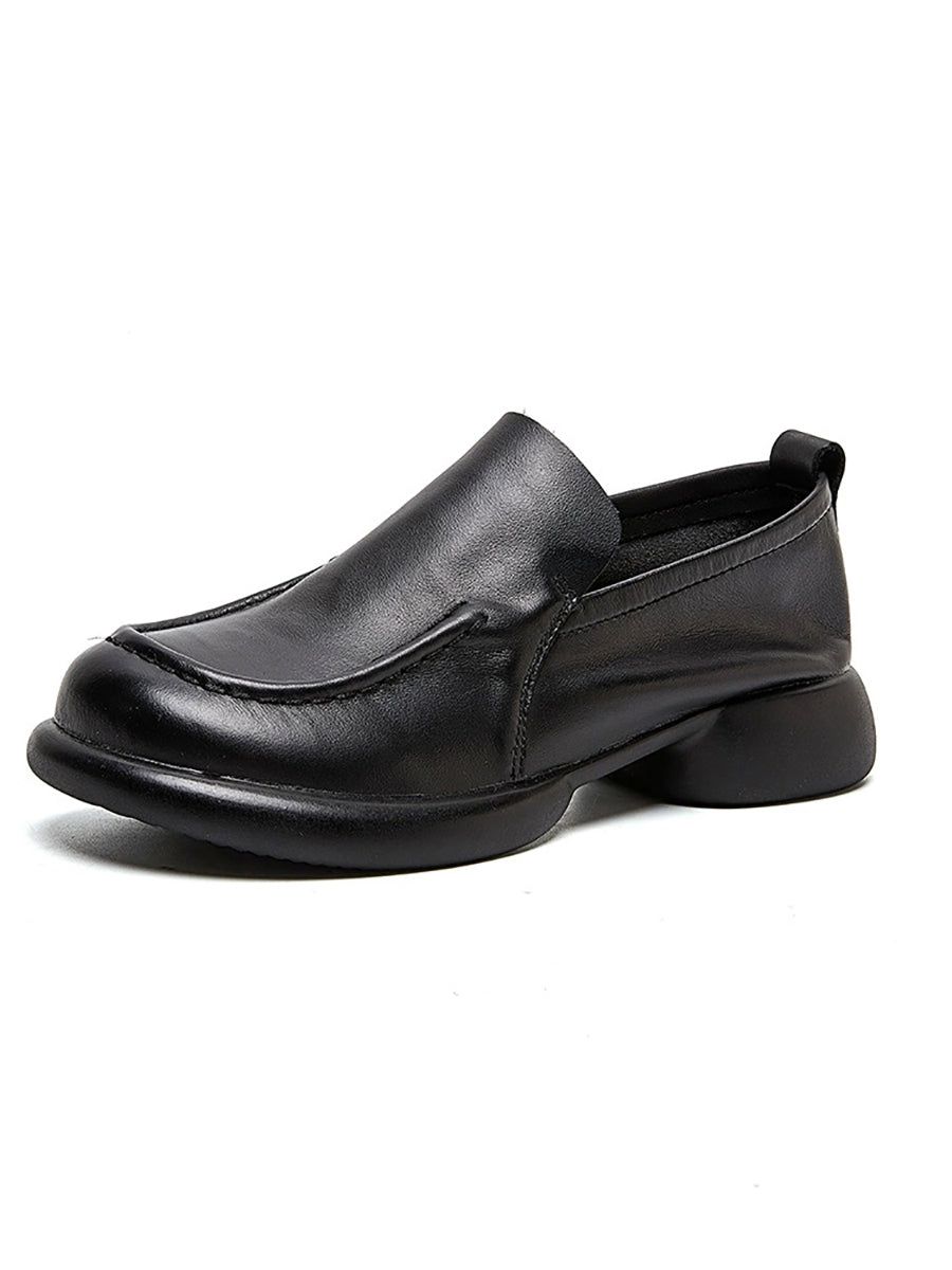 Women Spring Genuine Leather Spliced Low Heel Shoes