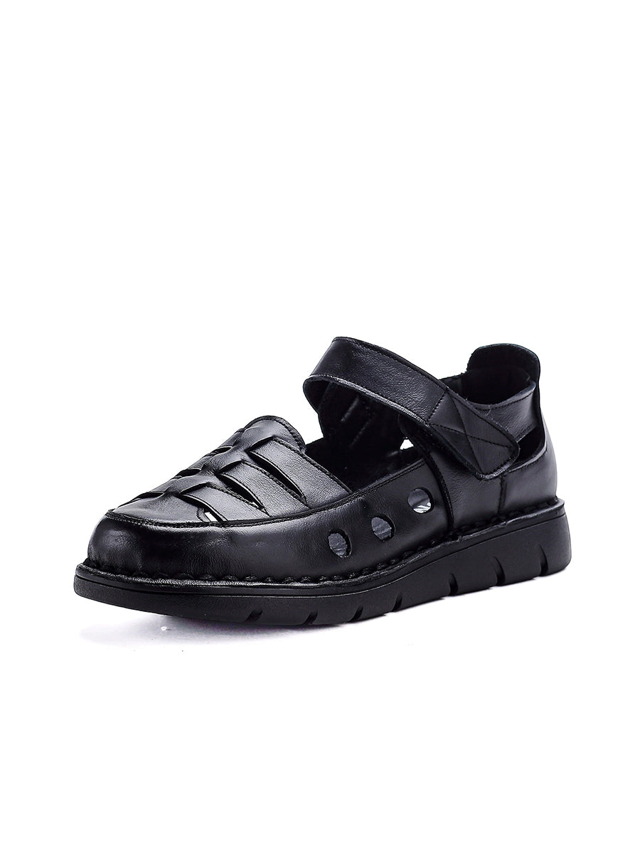 Women Summer Vintage Genuine Leather Flat Shoes