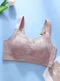 Women Artsy Flower Jacquard Wireless Bra