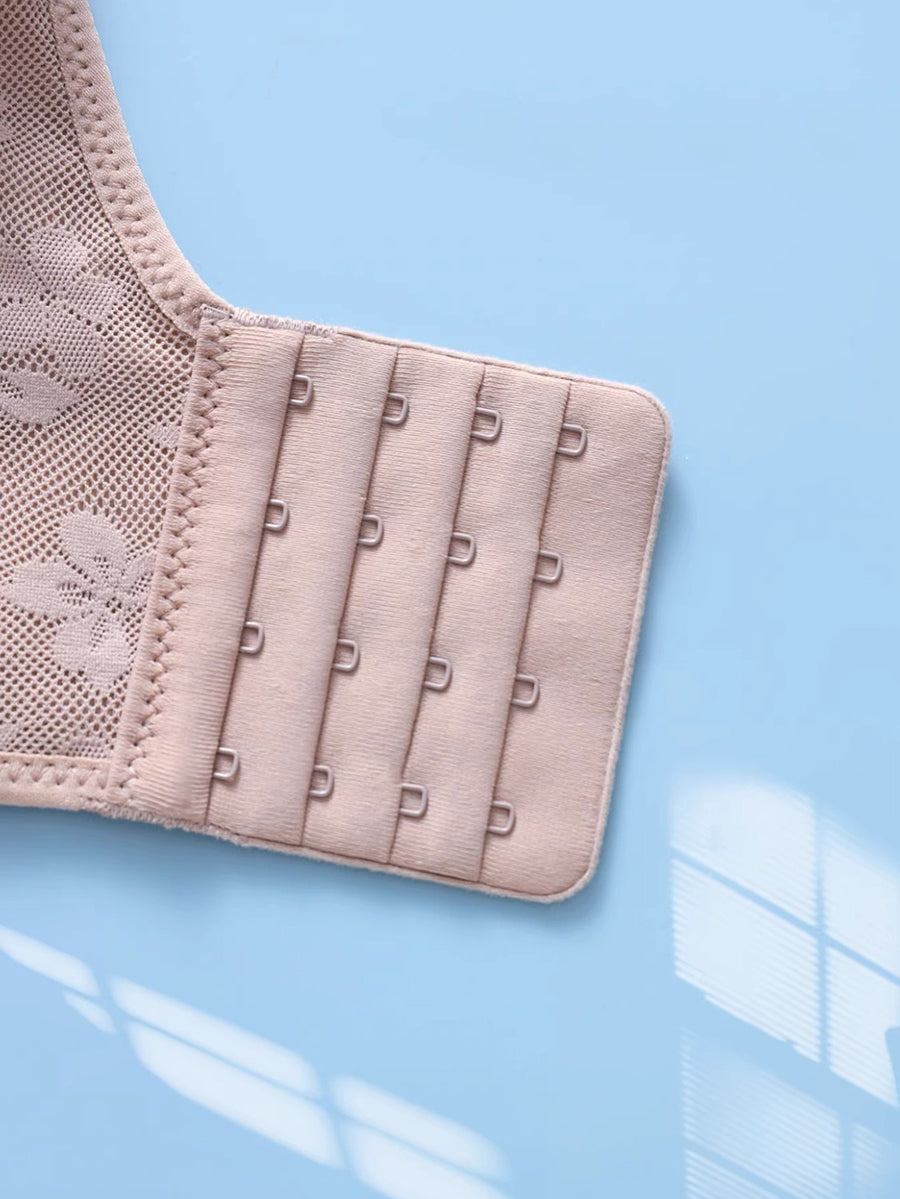 Women Artsy Flower Jacquard Wireless Bra