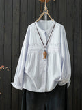 Women Spring Artsy Pure Color 100%Cotton Shirt