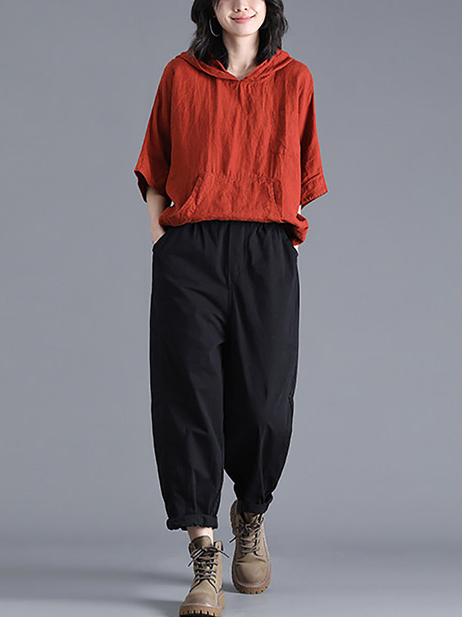 Plus Size Women Spring Casual 100%Cotton Harem Pants