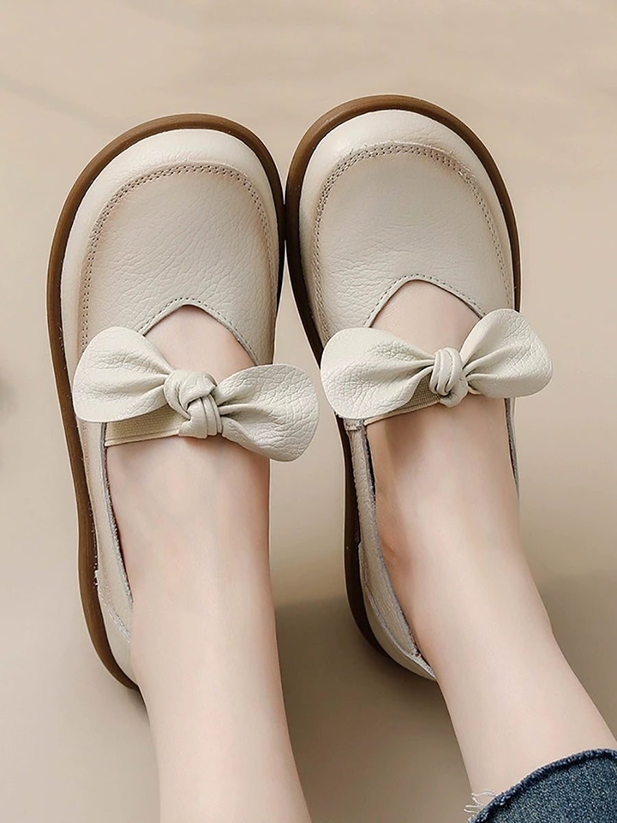 Women Vintage Genuine Leather Low Heel Shoes