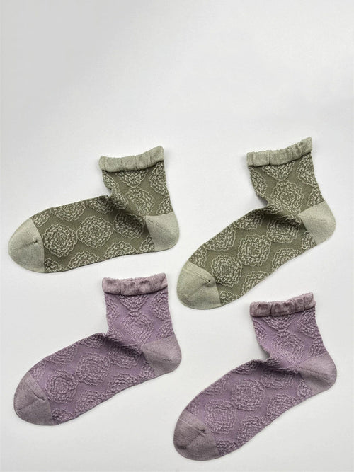 4 Pairs Women Summer Vintage Flower Socks