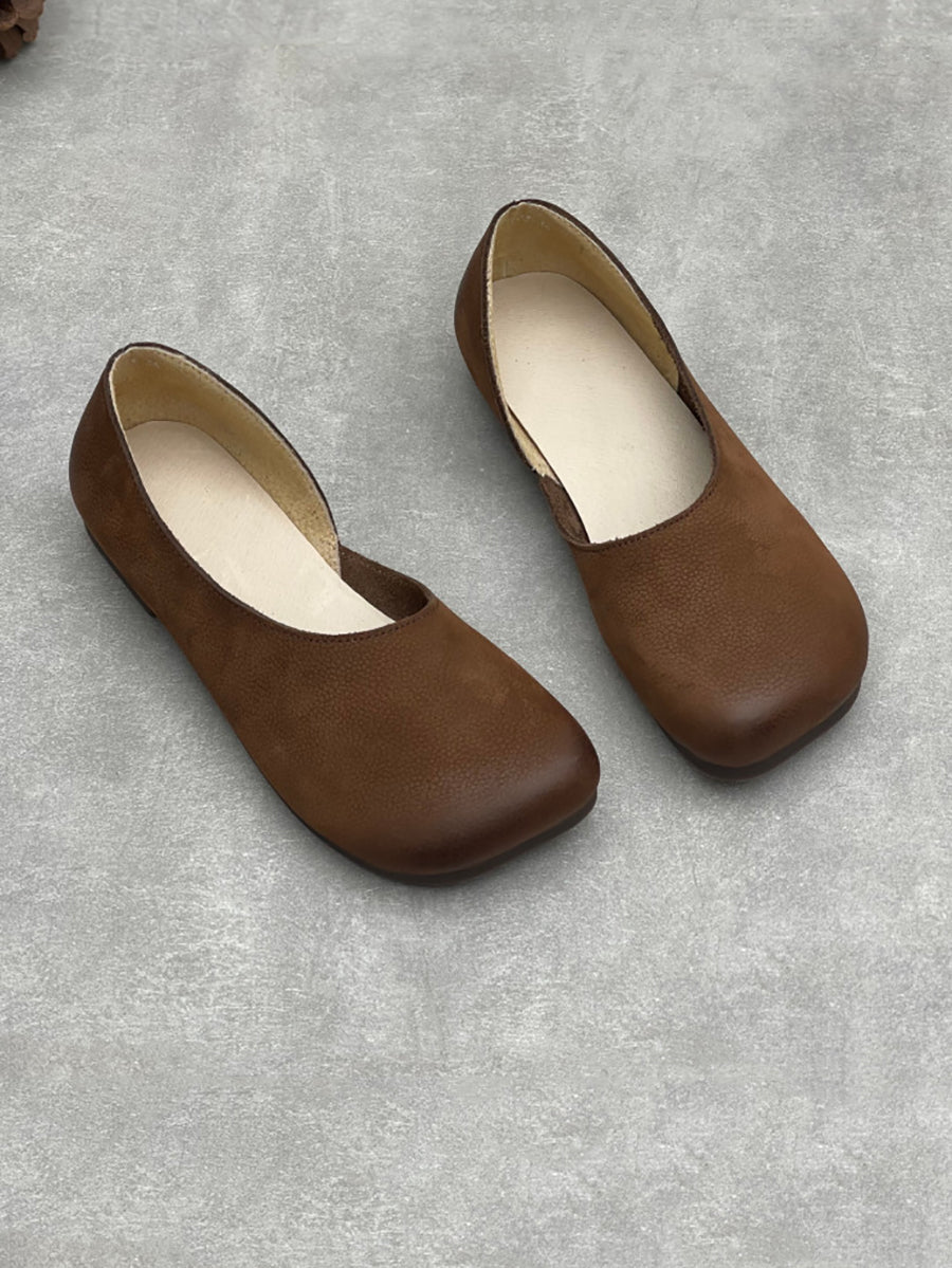 Women Vintage Genuine Leather Low Heel Shoes