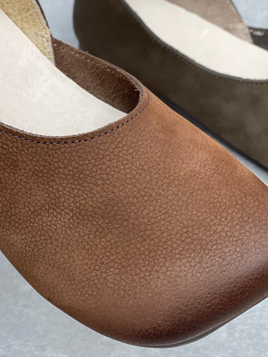 Women Vintage Genuine Leather Low Heel Shoes