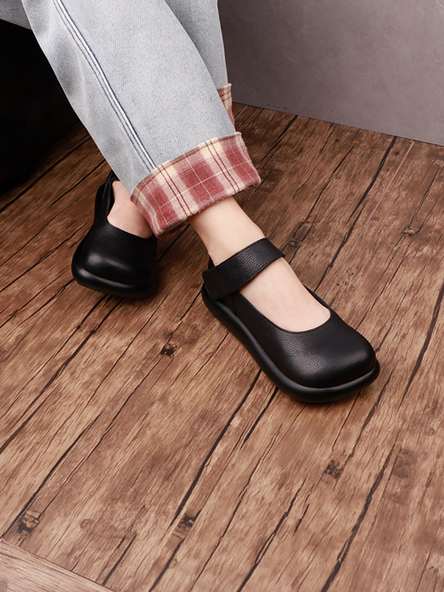 Women Vintage Soft Genuine Leather Flat Shoes