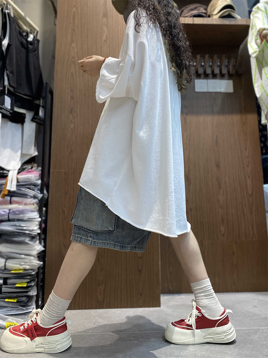 Plus Size Women Summer Artsy Pure Color Cotton O-Neck Blouse
