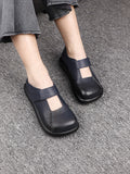 Women Vintage Genuine Leather Square Toe Shoes