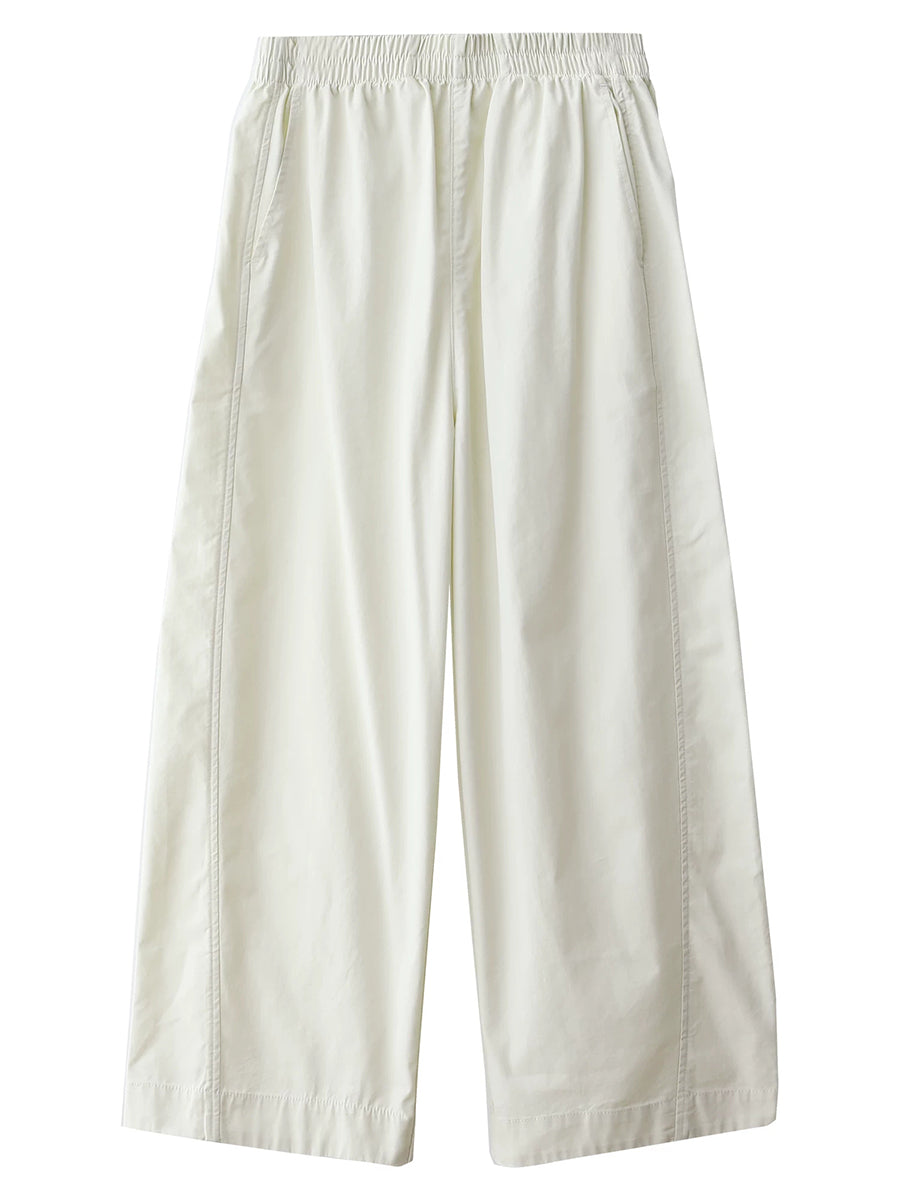 Plus Size Women Summer Casual Pure Color Straight Pants