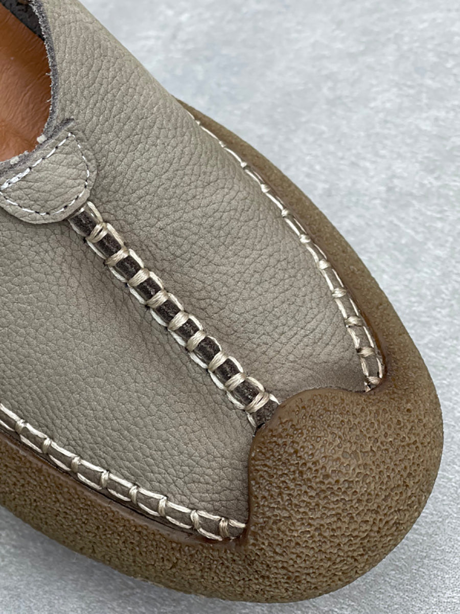 Women Vintage Genuine Leather Spliced Flat Shoes