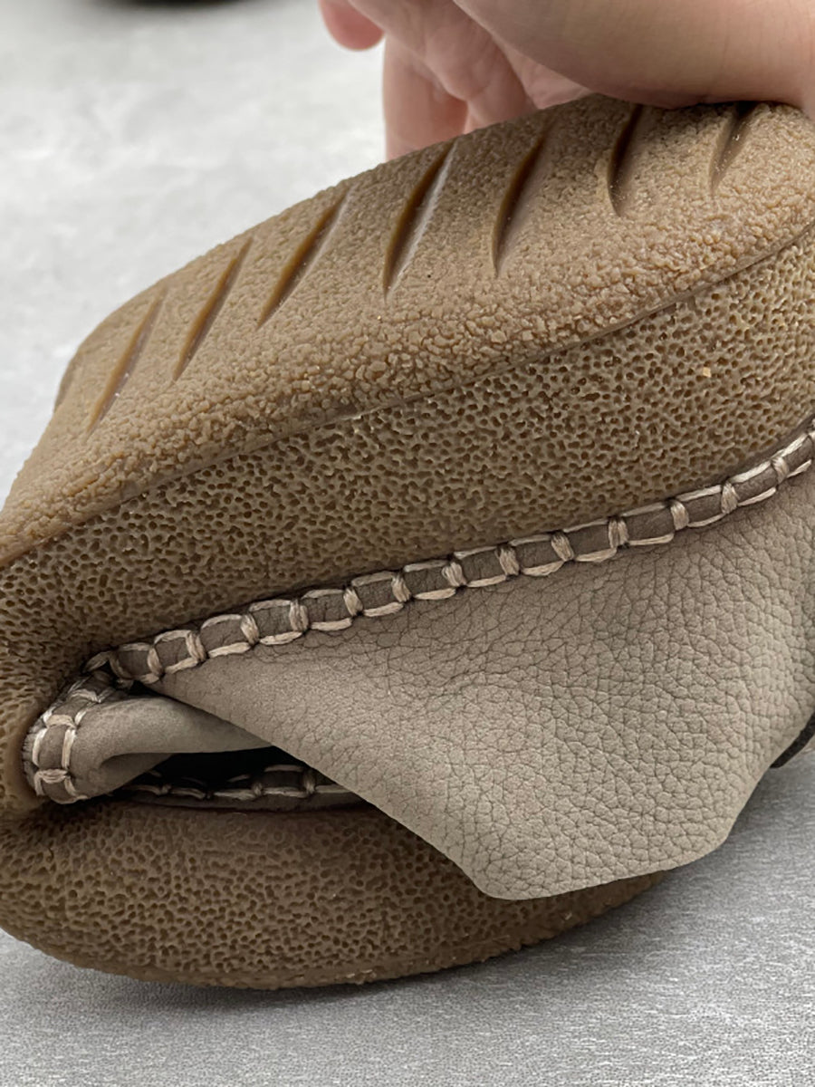 Women Vintage Genuine Leather Spliced Flat Shoes