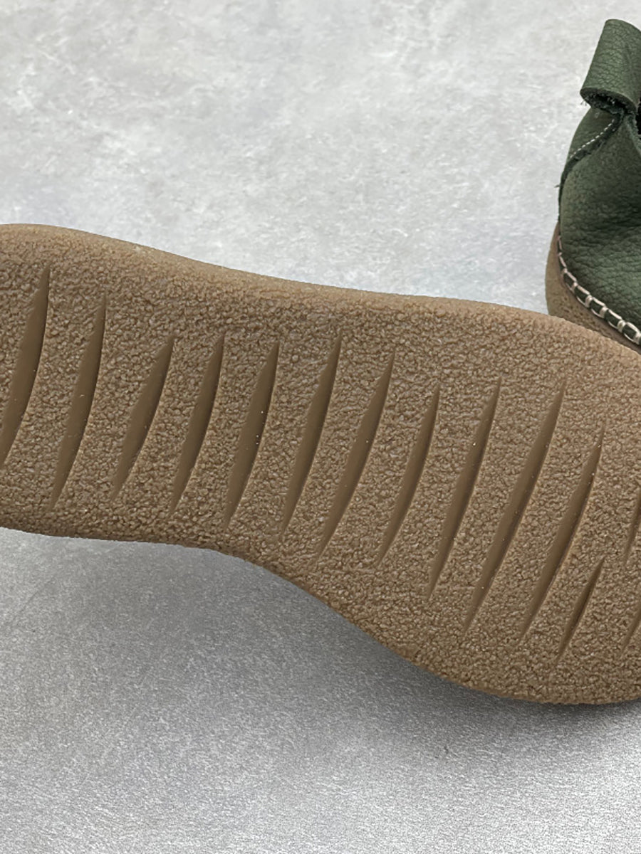 Women Vintage Genuine Leather Spliced Flat Shoes