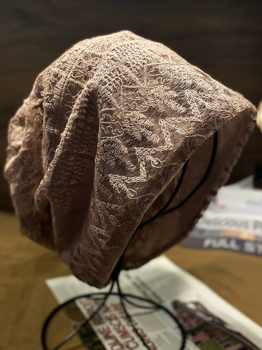 Women Vintage Summer Embroidery Lace Hat