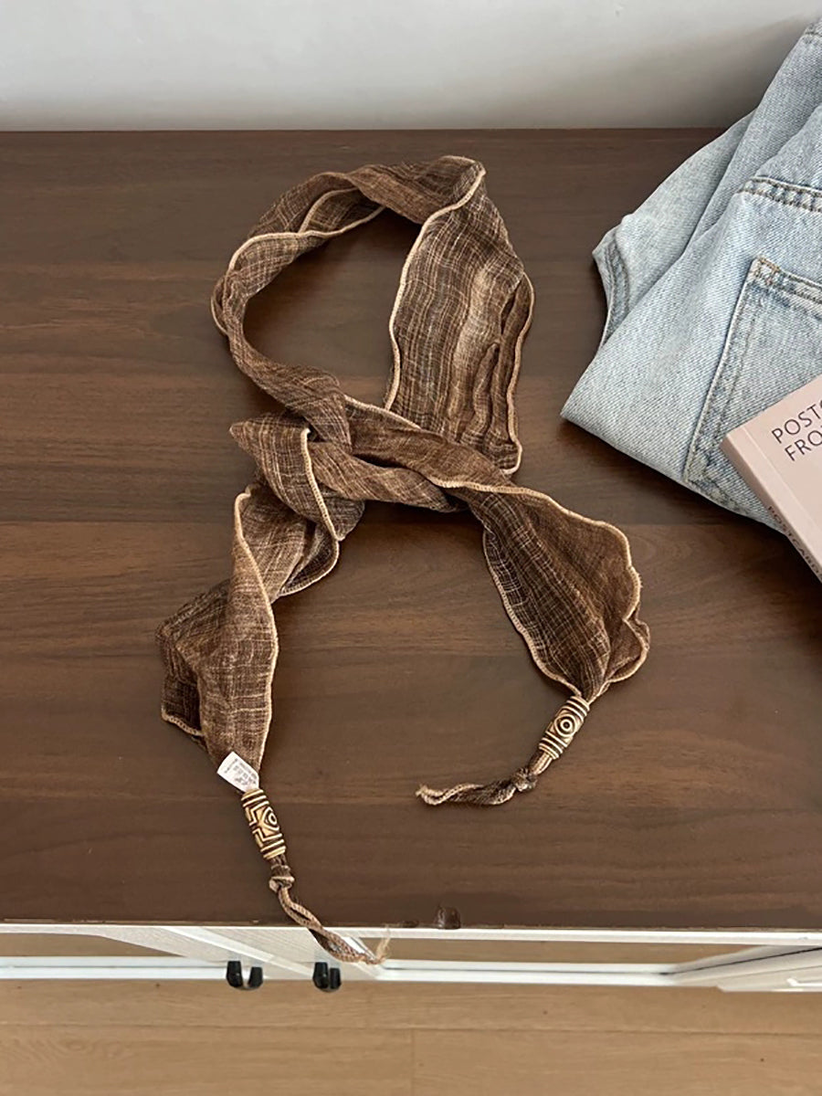 Women Summer Retro Plaid Hair bands Scarf