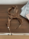 Women Summer Retro Plaid Hair bands Scarf