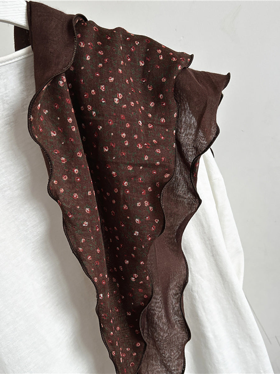 Women Vintage Floral Spliced Triangle Scarf