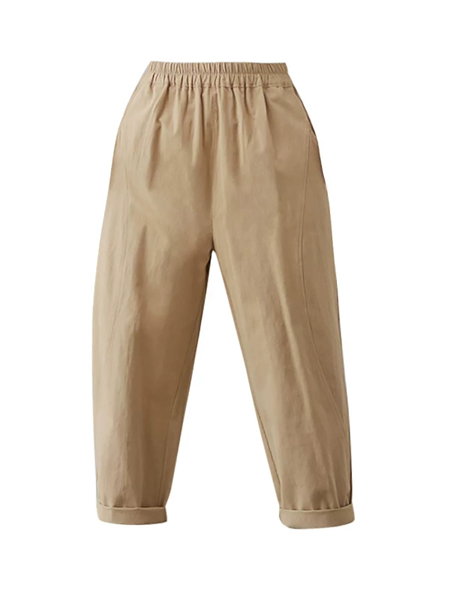 Plus Size Women Summer Casual Pure Color Harem Pants