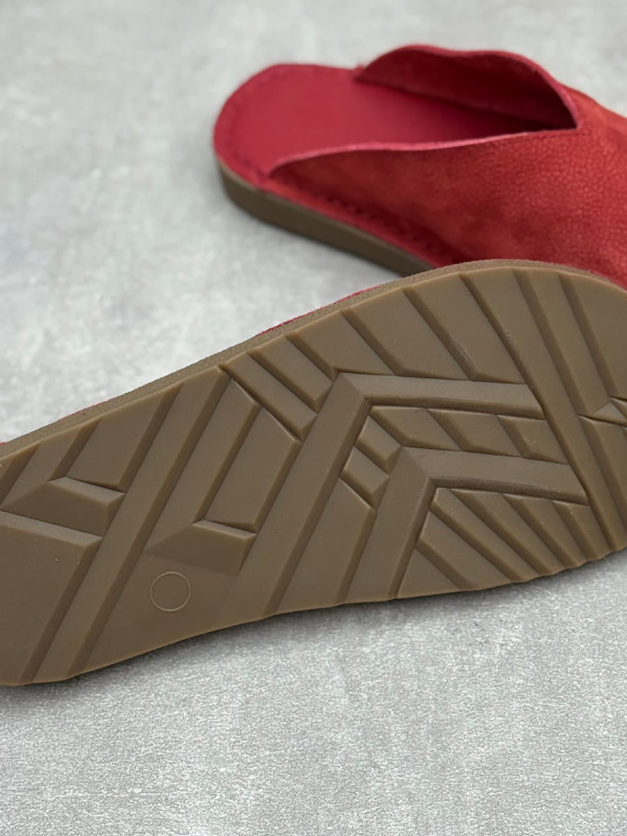 Women Summer Soft Genuine Leather Flat Slippers