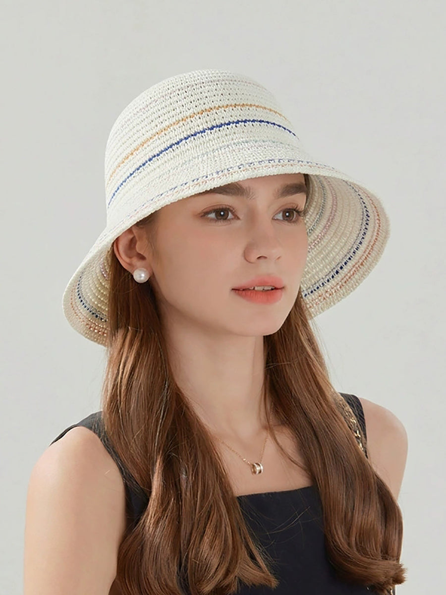 Women Summer Stripe Sunproof Bucket Hat