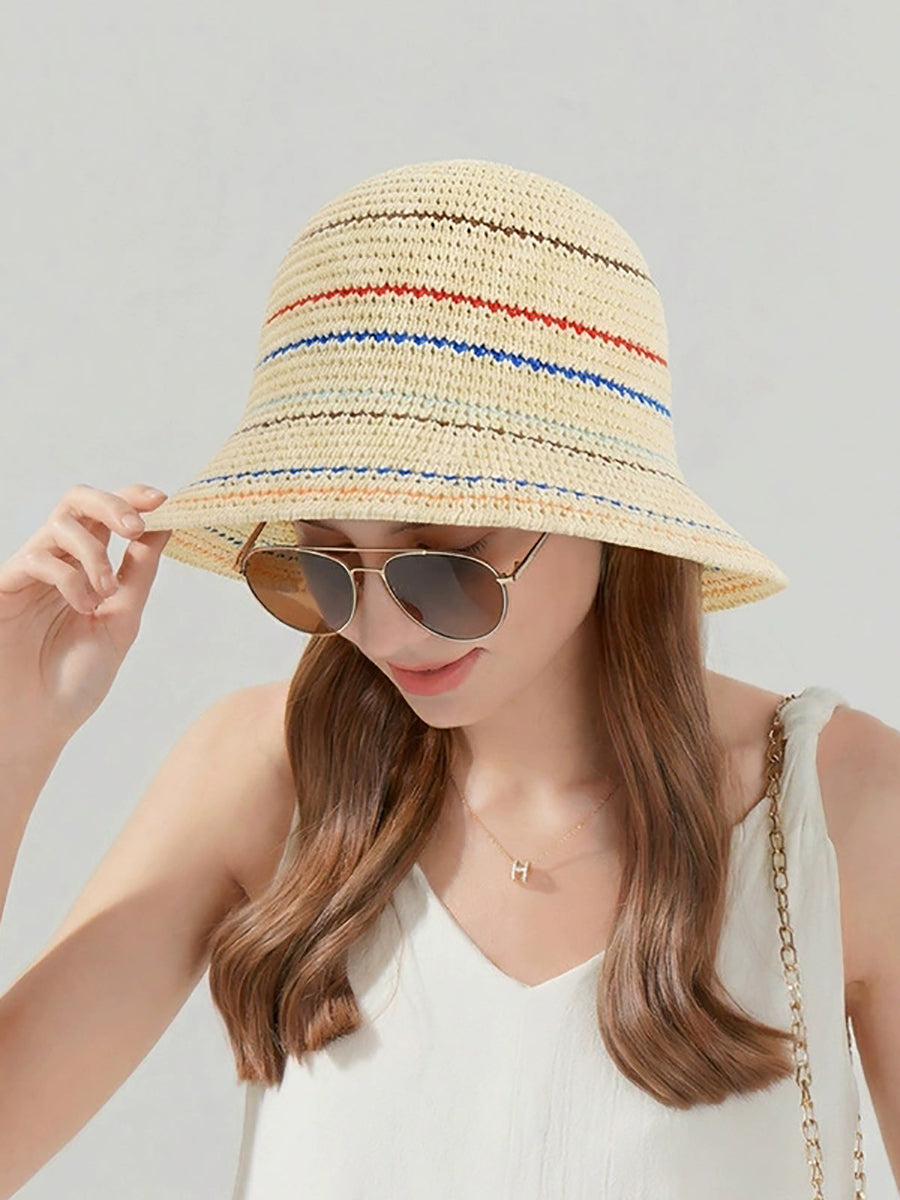 Women Summer Stripe Sunproof Bucket Hat