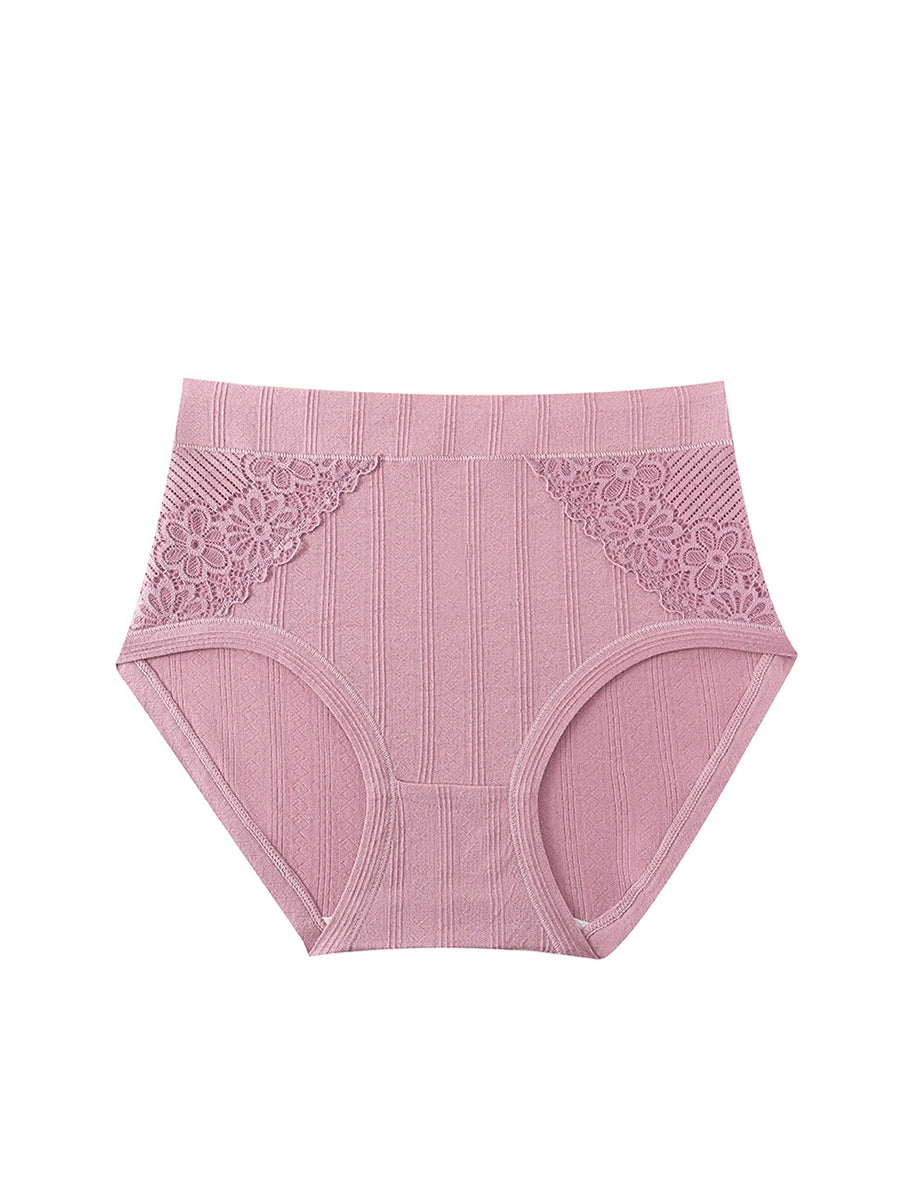 4 Pieces Women Artsy Flower Lace High Waist Underwear