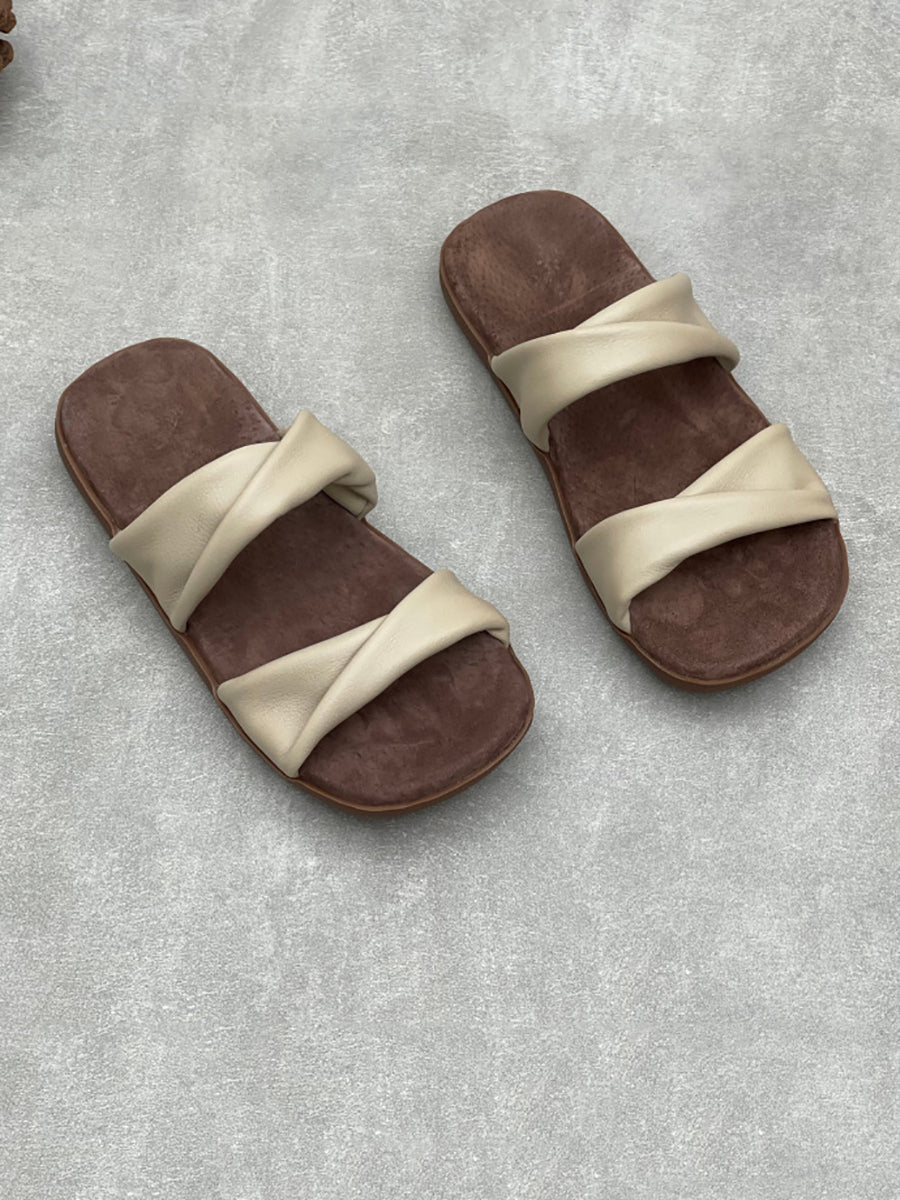 Women Summer Leather Outdoor Slippers