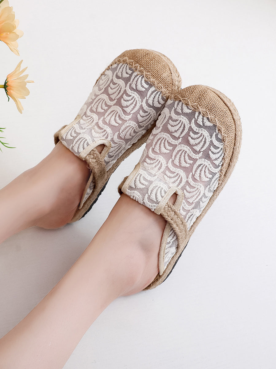 Women Summer Embroidery Linen Slippers
