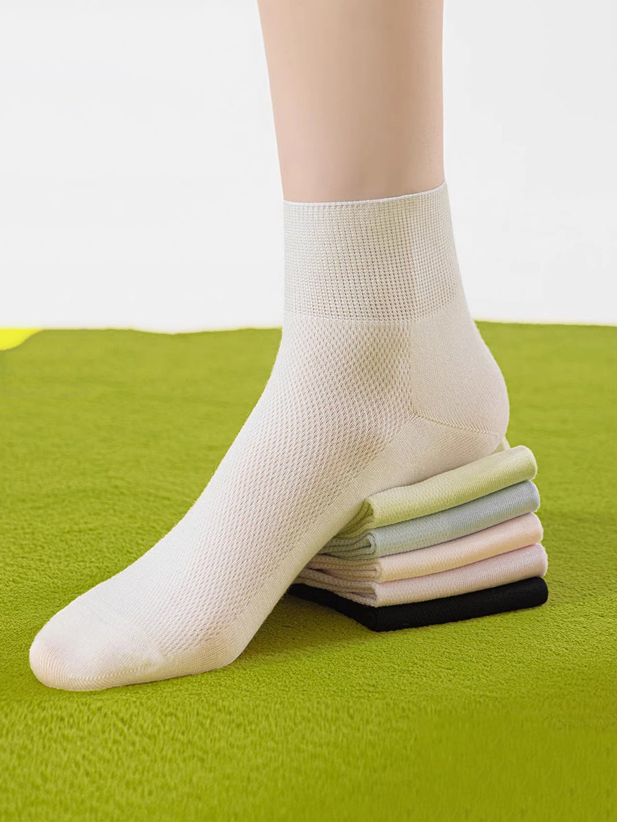 6 Pairs Women Pure Color Short Socks
