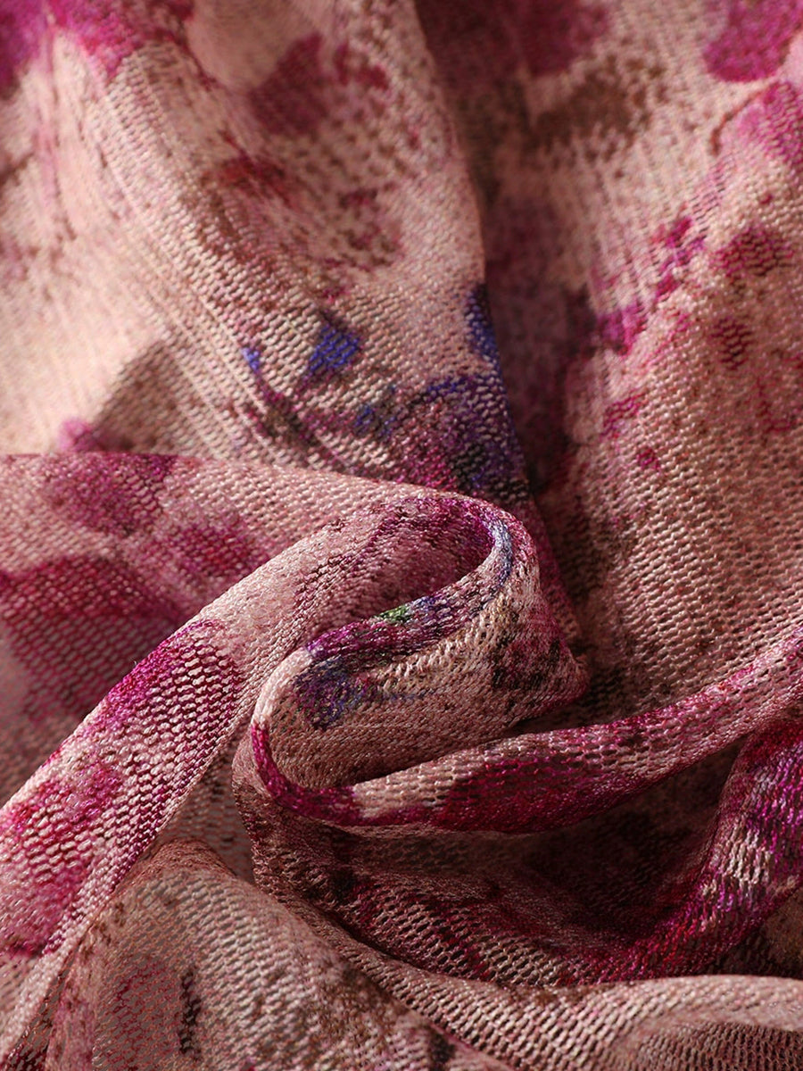 Women Artsy Flower Silk Underwear