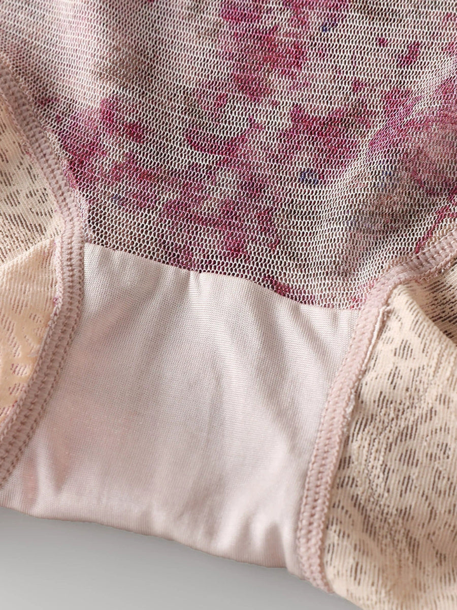 Women Artsy Flower Silk Underwear