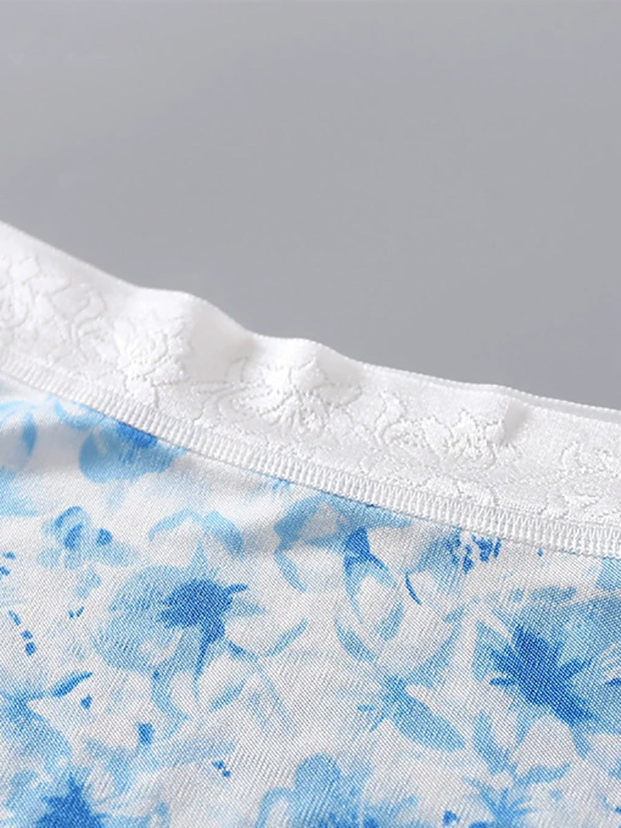Women Sexy Flower Silk Underwear