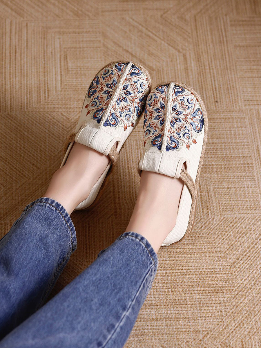 Women Summer Ethnic Embroidery Cnavas Shoes