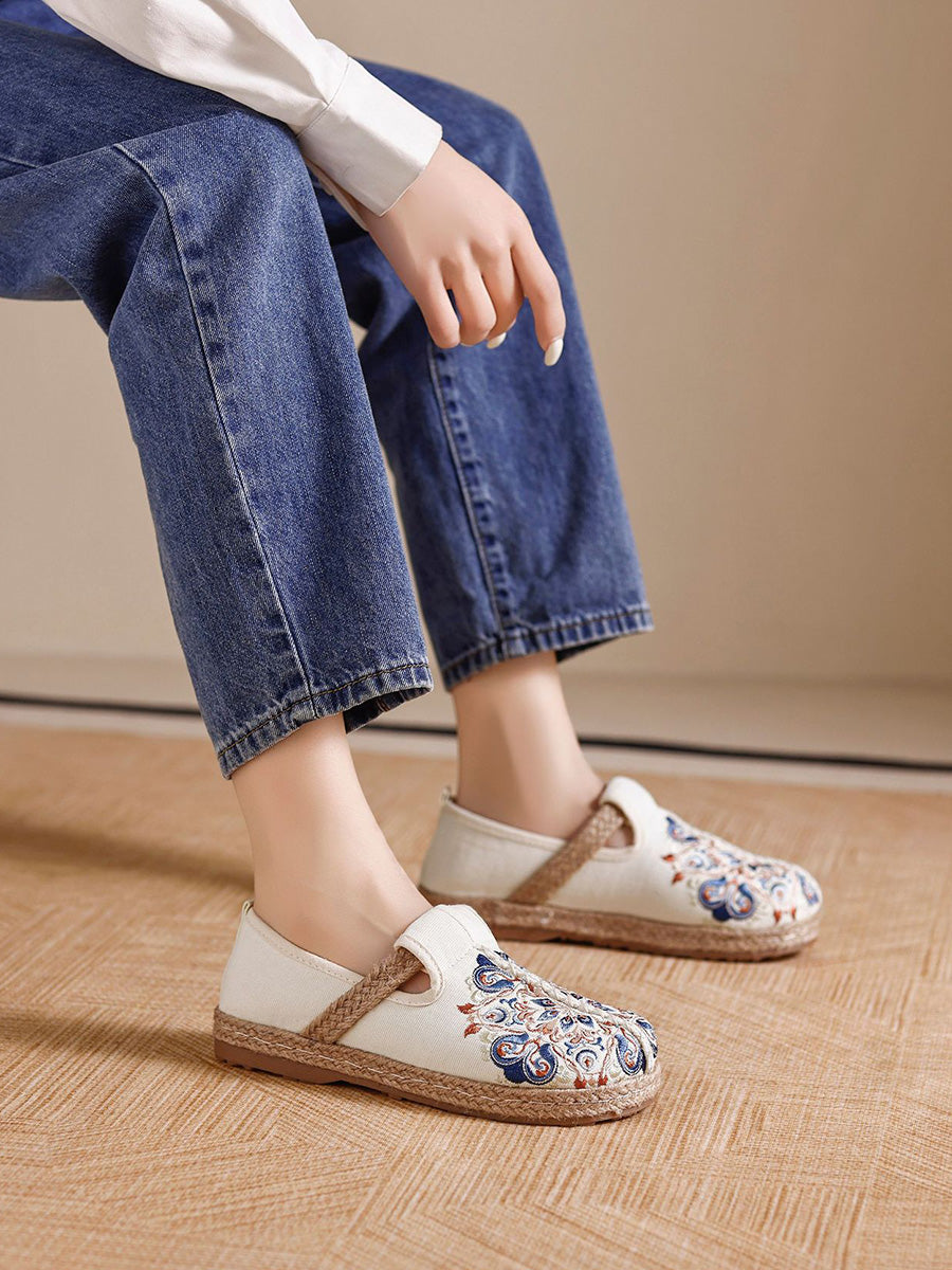 Women Summer Ethnic Embroidery Cnavas Shoes