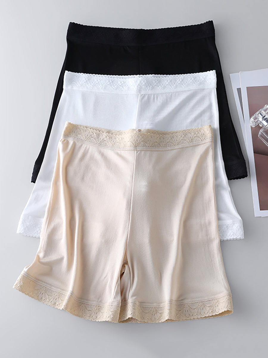 Women Casual Pure Color 100%Silk Underpants