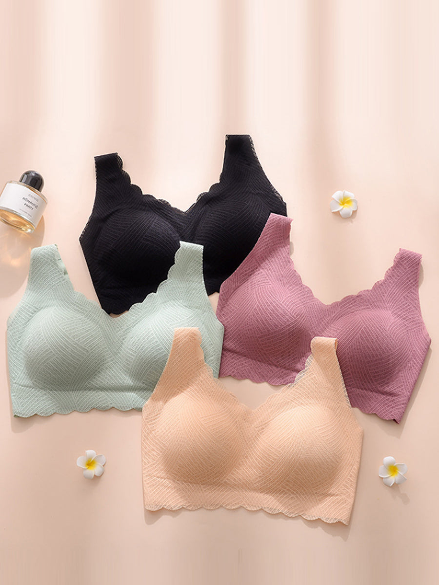Women Artsy Summer Pure Color Soft One-piece Wireless Bra