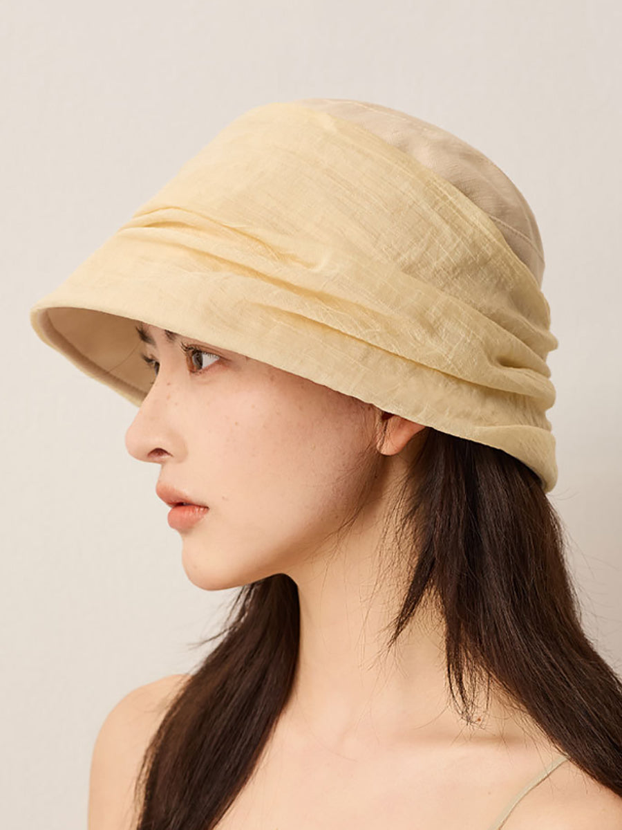 Women Summer Pure Color Soft Sunproof Bucket Hat