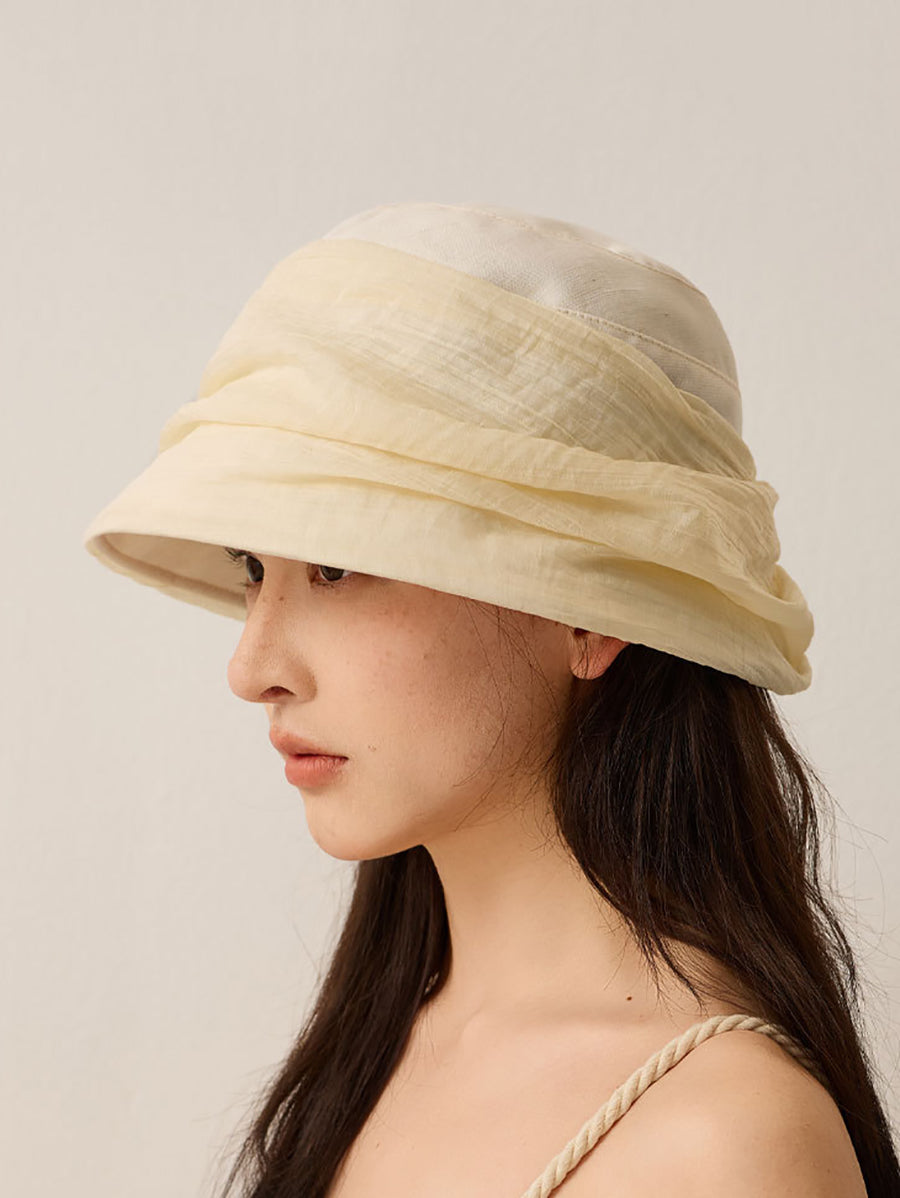 Women Summer Pure Color Soft Sunproof Bucket Hat