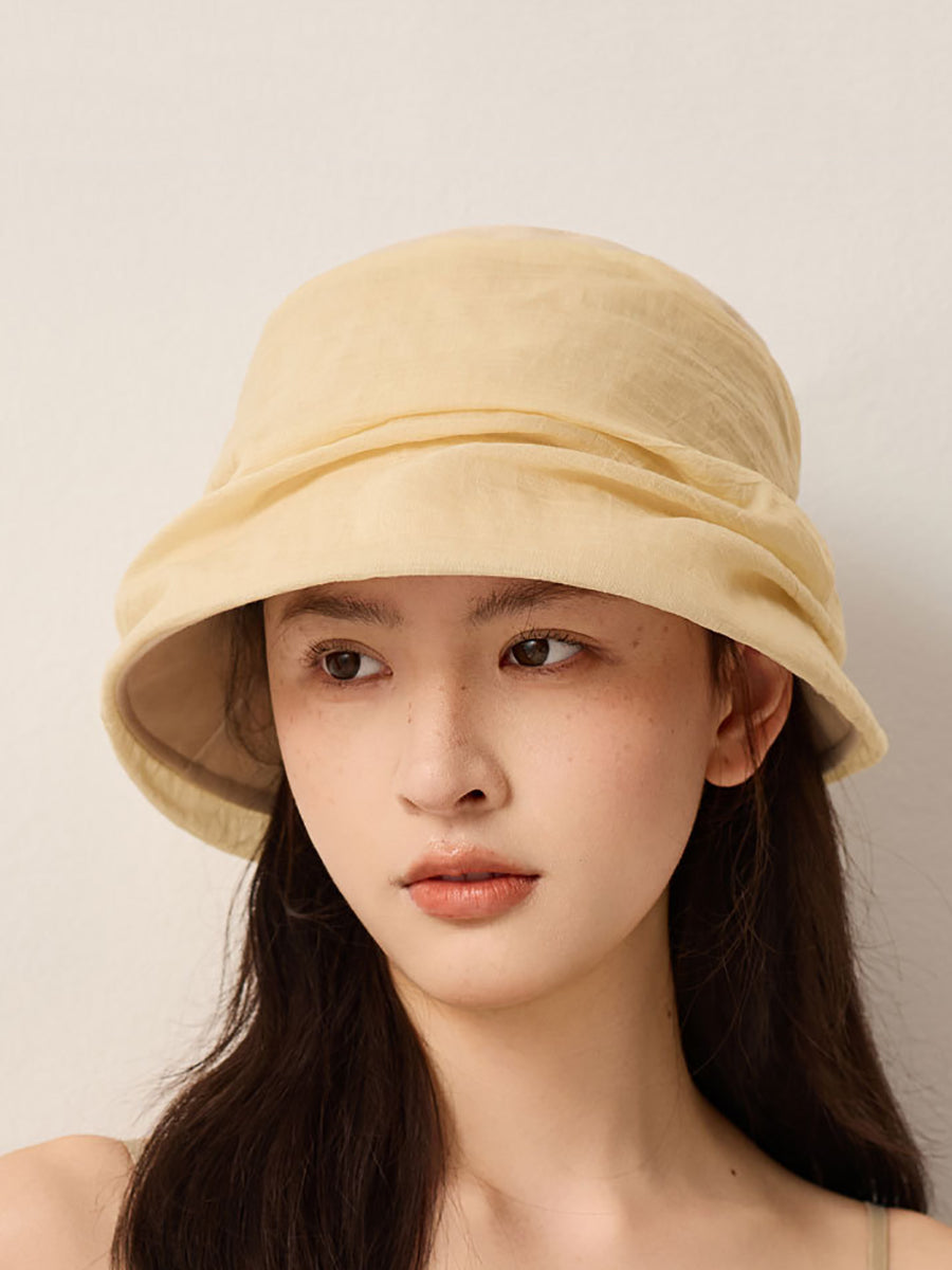 Women Summer Pure Color Soft Sunproof Bucket Hat