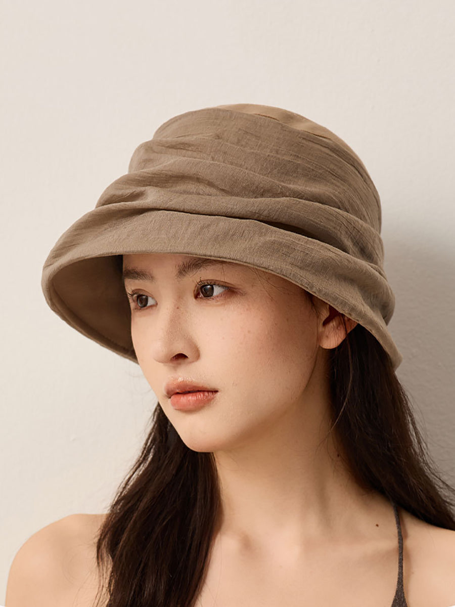 Women Summer Pure Color Soft Sunproof Bucket Hat