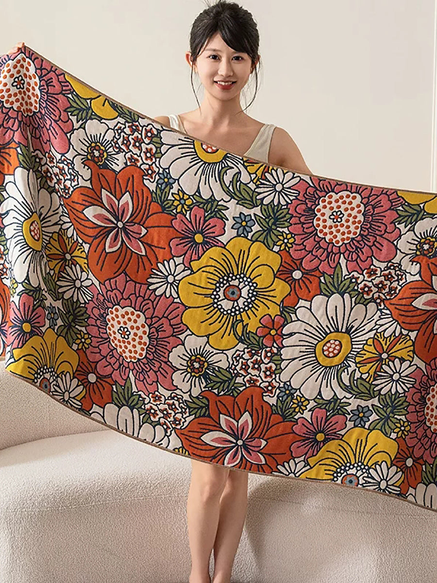 4-Layer Pure Cotton Yarn-Dyed Gauze Bath Towel – Soft & Absorbent